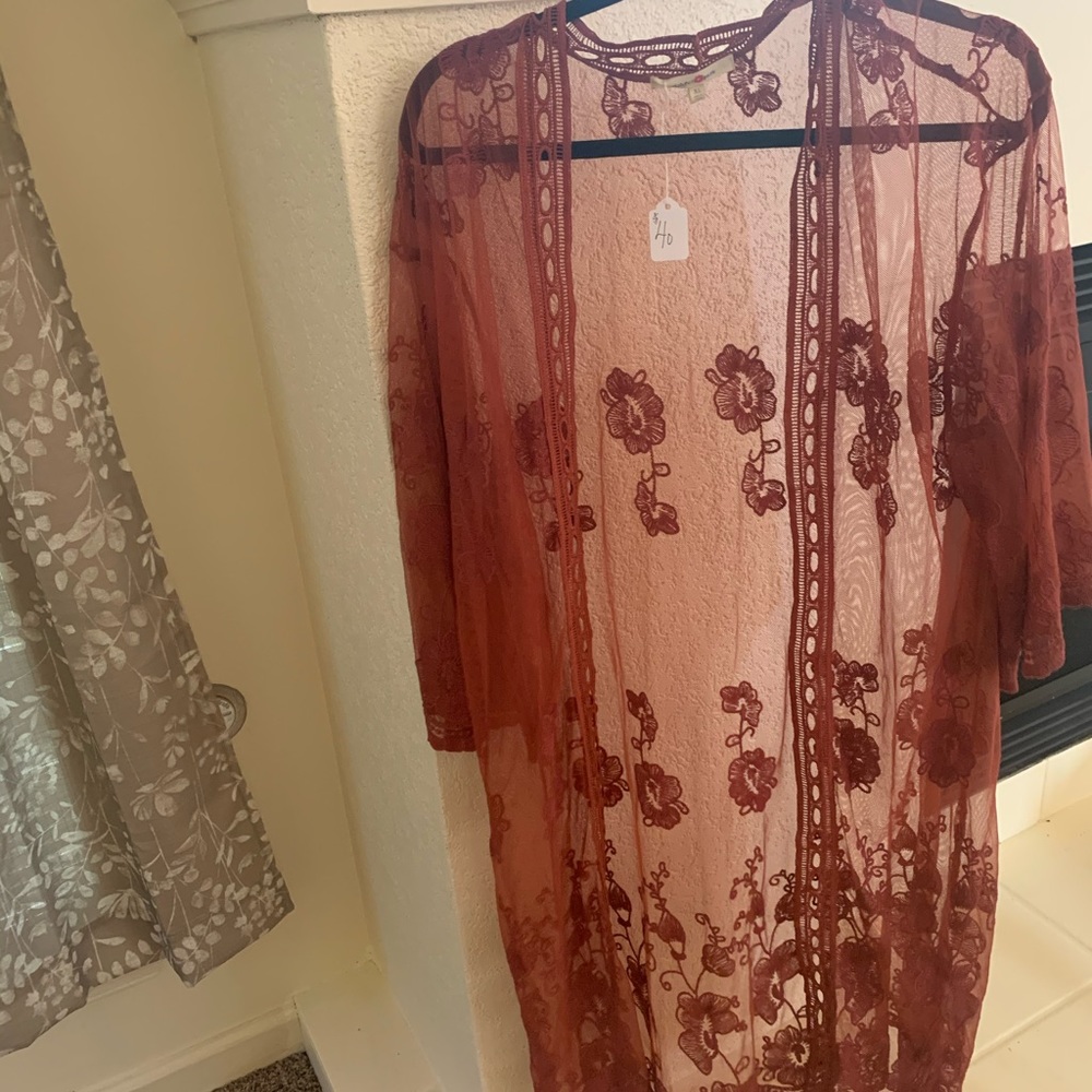 Burnt orange lace cardigan!